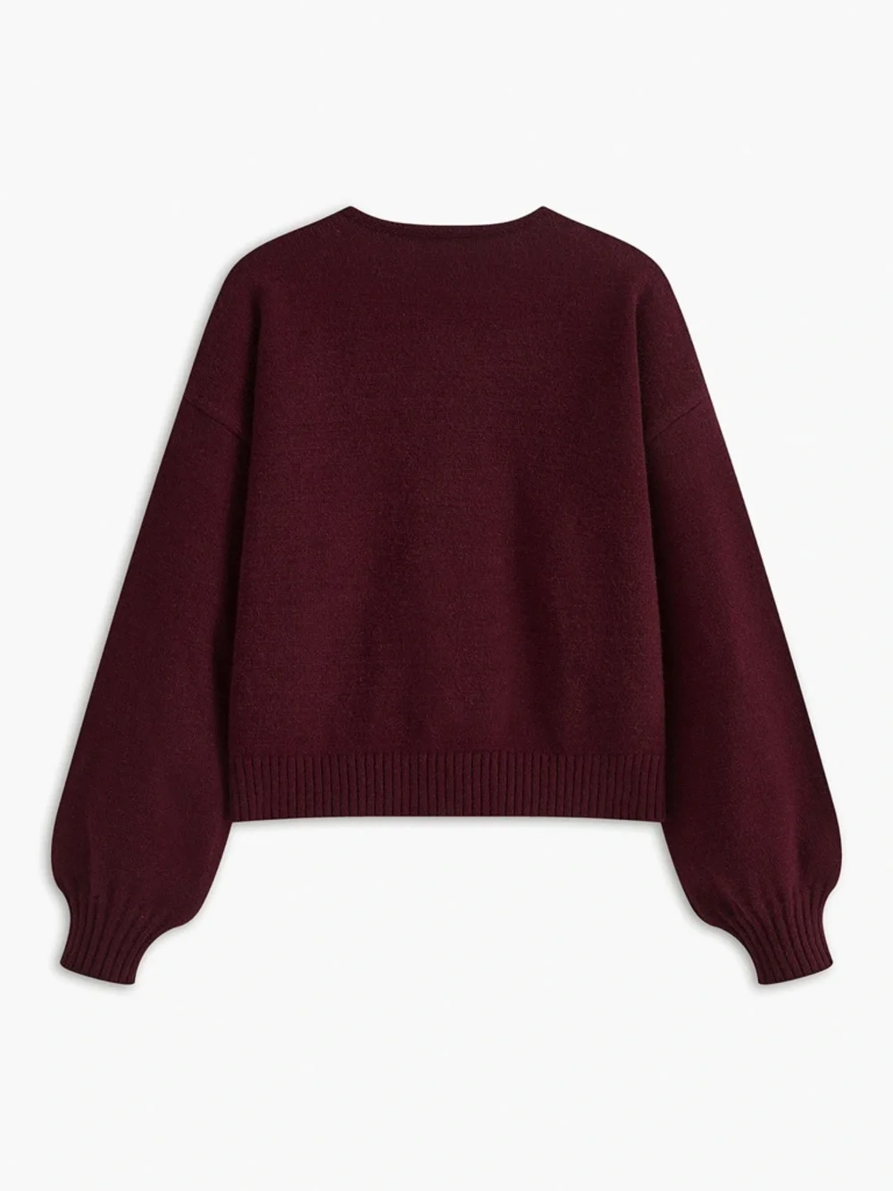 Commense Burgundy Velvet Bow Sweater Cropped Lantern Sleeve Coquette Romantic M - Picture 14 of 15